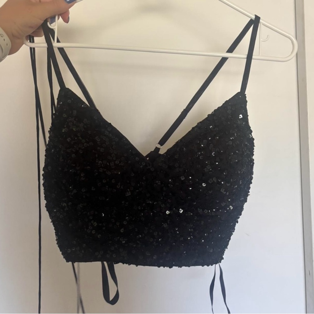 Black Sequin Women's Top